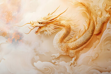 Fototapeta premium 雲の中を舞うドラゴンの伝説的な姿