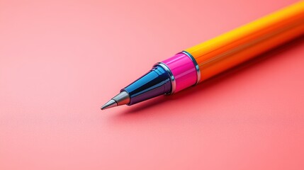Colorful Pen on Pink Background Perfect for Minimalist Artwork