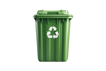 Green recycling bin promoting eco-friendly waste management isolated on white or transparent, PNG