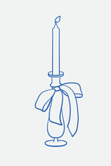 Hand-drawn candle Illustration. Line art, ink, minimalist style. Vector illustration. Party collection.
