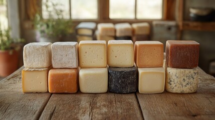 Artisan Cheese Selection: A Rustic Display of Gourmet Dairy Delights