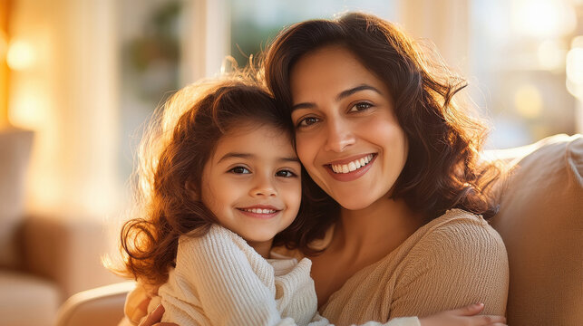 indian mother with daughter