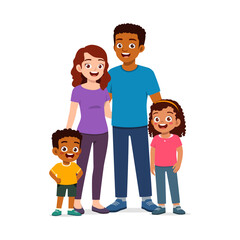 happy family standing for portrait photograph together