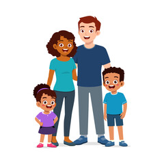 happy family standing for portrait photograph together