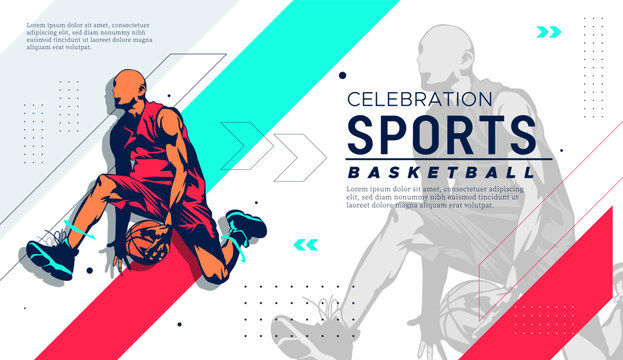 vector athlete sport basketball concept celebrating national sports day. basketball sport sports background. Male basketball player. Template design for national basketball game event