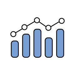 Bar Chart blue icon with white background vector stock illustration