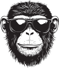 black and white illustration of a monkey