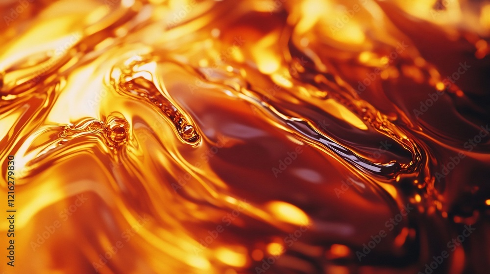 Aufkleber abstract fluid art with smooth golden and amber hues creating captivating patterns
