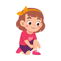 little kid do dressing process wearing shoes or socks