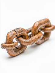 Vintage Brown Chain Link on White Background for Industrial Theme