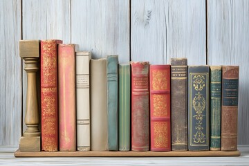 Vintage Bookshelf Display with Antique Books