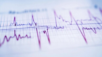 A close-up of a heart rate monitor showing a clear ECG waveform, set against a clean background, Scientific style