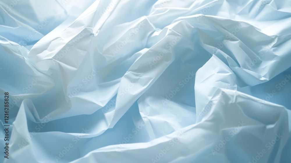 Poster crumpled light blue paper background with visible folds and texture for a rustic look.