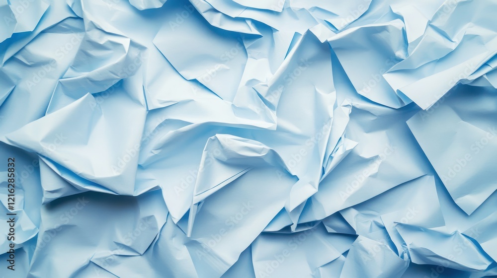 Aufkleber crumpled light blue paper background with visible folds and texture for a rustic look.