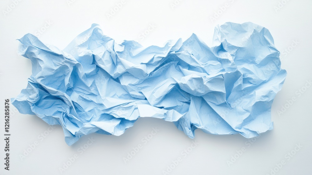 Poster crumpled light blue paper background with visible folds and texture, adding a rustic and authentic l