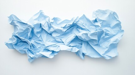 Fototapeta premium Crumpled light blue paper background with visible folds and texture, adding a rustic and authentic look, on solid white background.