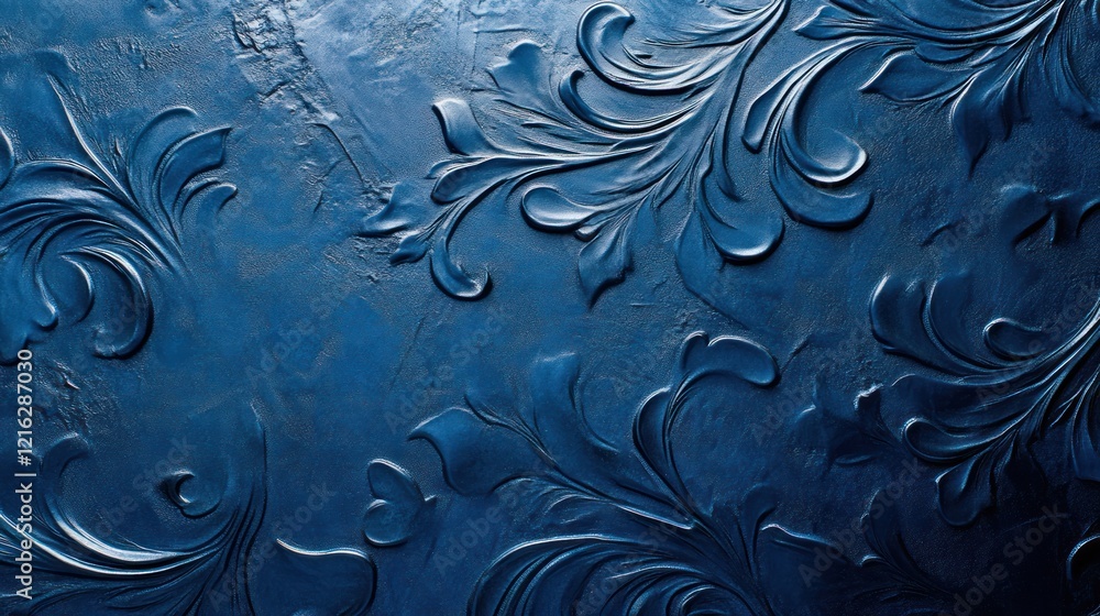Poster embossed blue texture with raised patterns for a tactile and sophisticated look.
