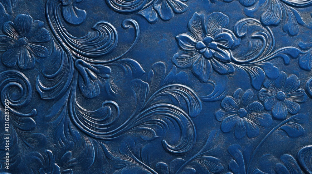 Poster embossed blue texture with raised patterns for a tactile and sophisticated look.