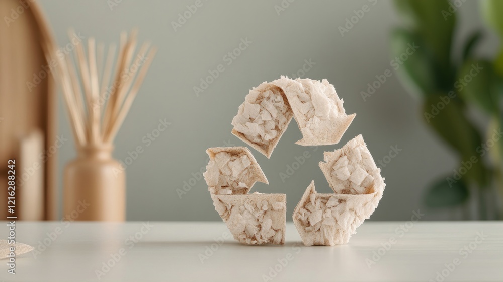 Poster the usage of mitigation strategies and the recycling concept. recycled paper forming a circular symb