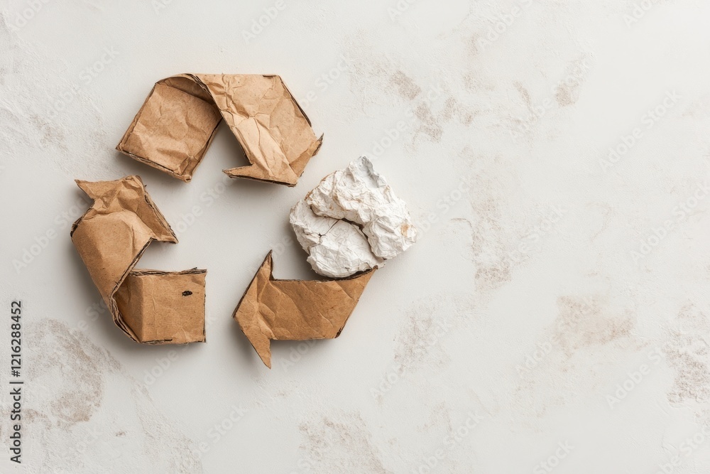 Poster the usage of mitigation strategies and the recycling concept. recycled paper in a circular pattern o