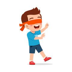 little kid blindfolded for playing hide and seek