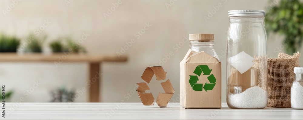 Poster the usage of mitigation strategies and the recycling concept. eco-friendly containers with recycling