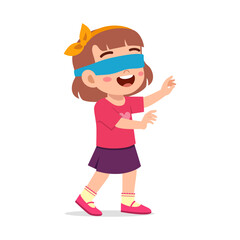 little kid blindfolded for playing hide and seek