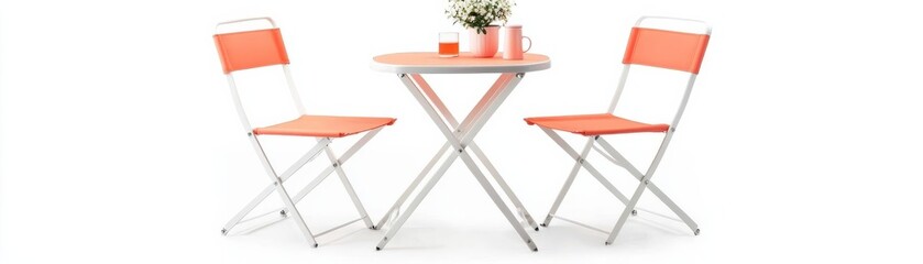 Bright orange and white foldable bistro set for a retro vibe