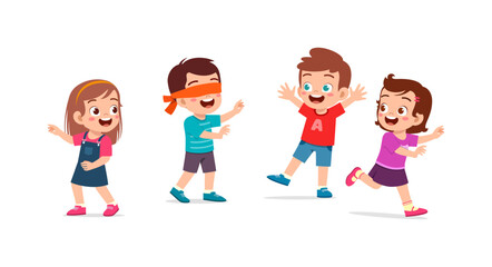 little kid play hide and seek with friend and feel happy