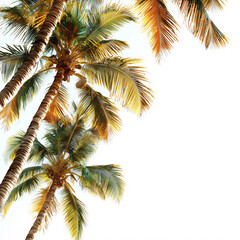  palm tree border, isolated on white background