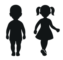 Silhouette of a child boy and girl vector illustration