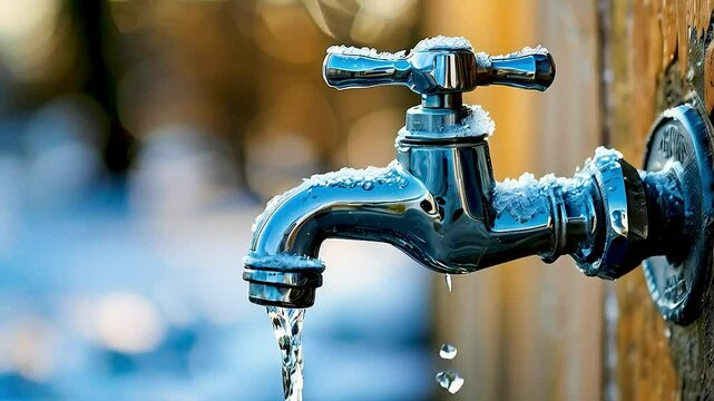 a tap  with  water  coming out
