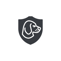 A dog under a shield vector icon