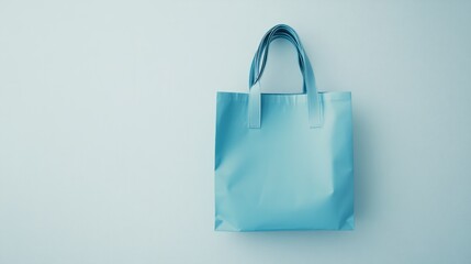 Light blue tote bag on white background.  Shopping, mockup, design, template