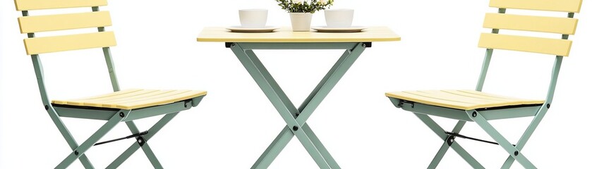 Foldable bistro set in soft pastel yellow for a springtime aesthetic