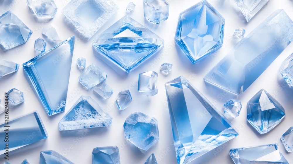 Aufkleber light blue geometric overlay with transparent shapes and sharp angles.