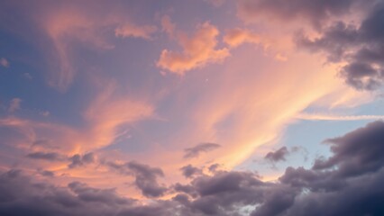 Serene Sunset Sky Pastel Hues and Dramatic Cloudscape