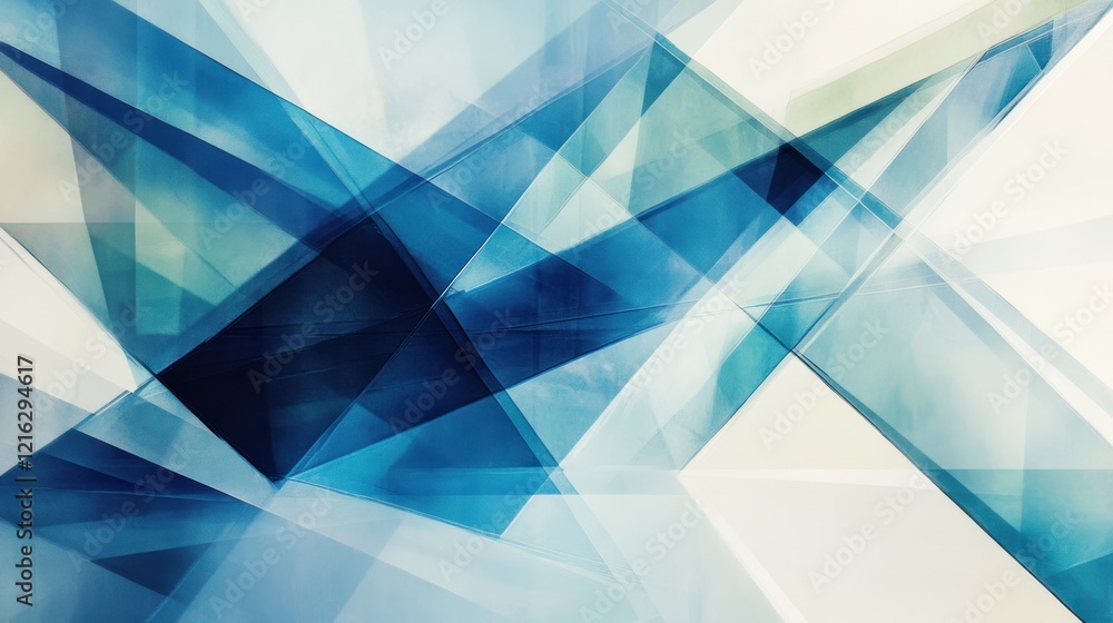 Poster light blue geometric overlay with transparent shapes and sharp angles, offering a modern and dynamic