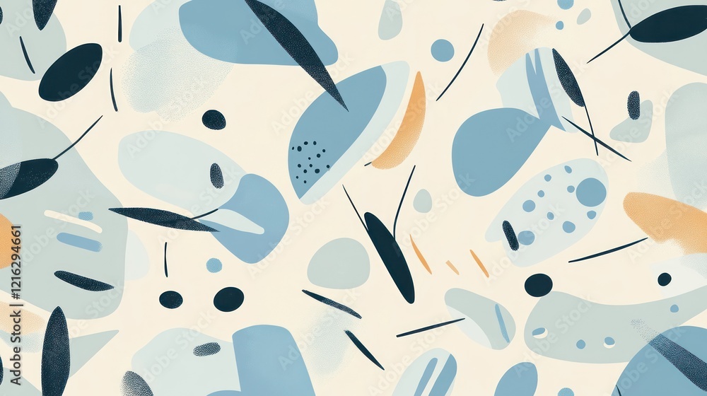 Poster light blue geometric pattern with abstract shapes and a minimalist style.