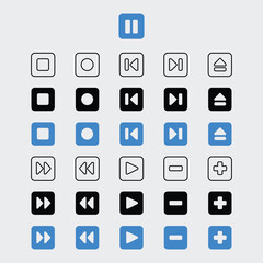 Set of music pause, play, stop icon Vector Background