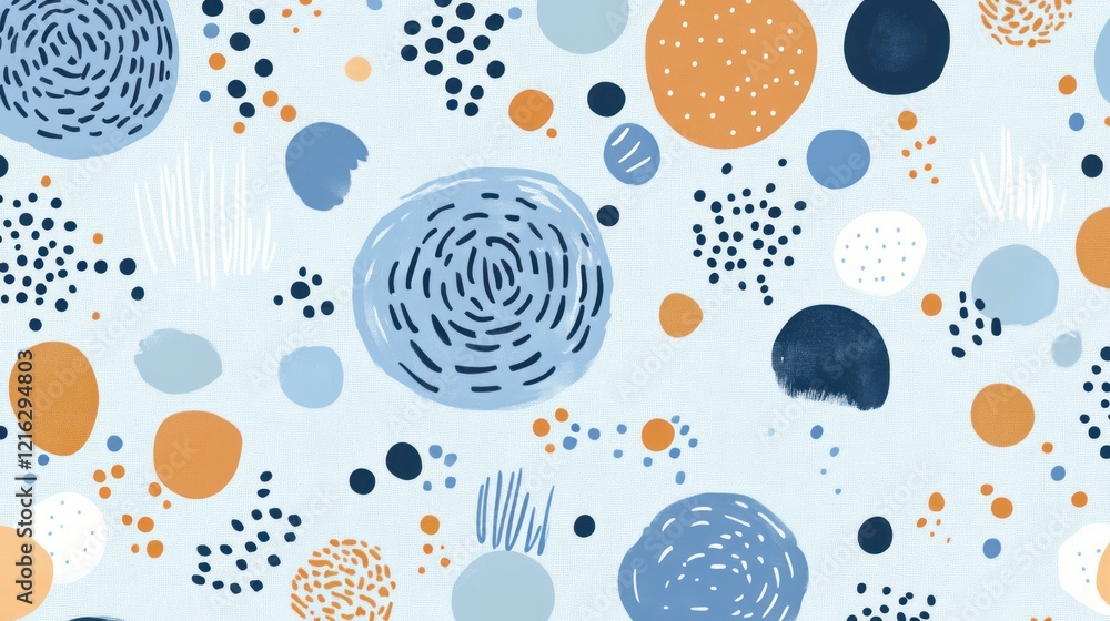Poster light blue geometric pattern with abstract shapes and a minimalist style.