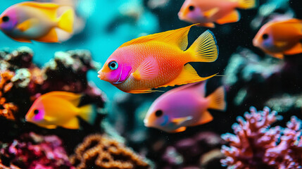 Fototapeta premium Vibrant Reef Fish: A Colorful Underwater Paradise