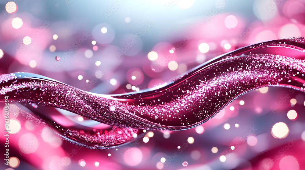 Aufkleber a dazzling swirl of shimmering pink waves, sparkling with light, creating a vibrant and dynamic visu
