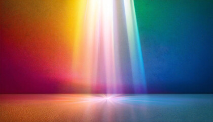 カラフルなプリズムライト。虹色のカラフルステージ。光の抽象的なステージ背景。Colorful prism light. Rainbow colorful stage. Light abstract stage background.