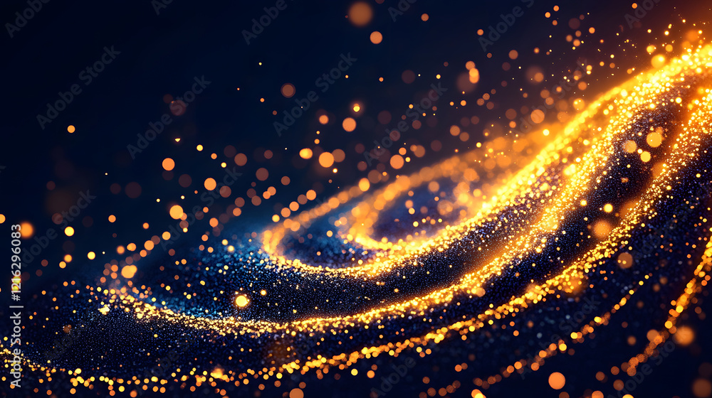 Aufkleber a mesmerizing swirl of golden sparkles and glowing particles on a dark background, evoking a sense o