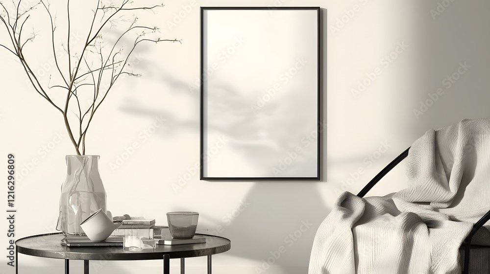 Poster minimalist home design with an iso a paper size frame mockup hanging on the wall showcasing modern f