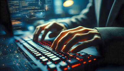 person typing on keyboard