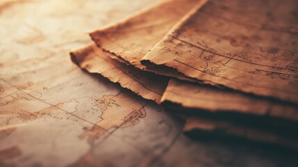 Naklejka premium Aged Maps Exploring Historys Pathways and Adventures