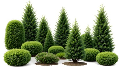 Ornamental Shrubs and Topiary Collection: Boxwood, Japanese Holly, and Dwarf Alberta Spruce for Elegant Landscaping