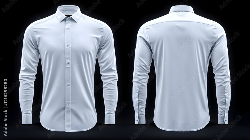 Aufkleber soft blue business button up shirt mockup with detailed front and back views showcasing fabric textu